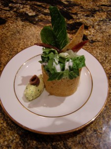 Caesar Salad in Parmesan Crown